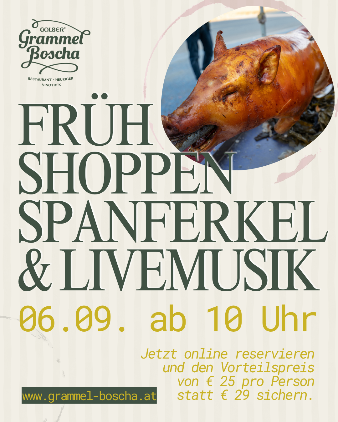 Frühschoppen, Spanferkel & Livemusik